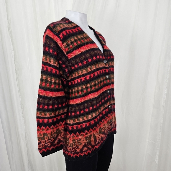 United Colors of Benetton Mohair Multicolor Striped V-neck Cardigan Sweater - Picture 5 of 8